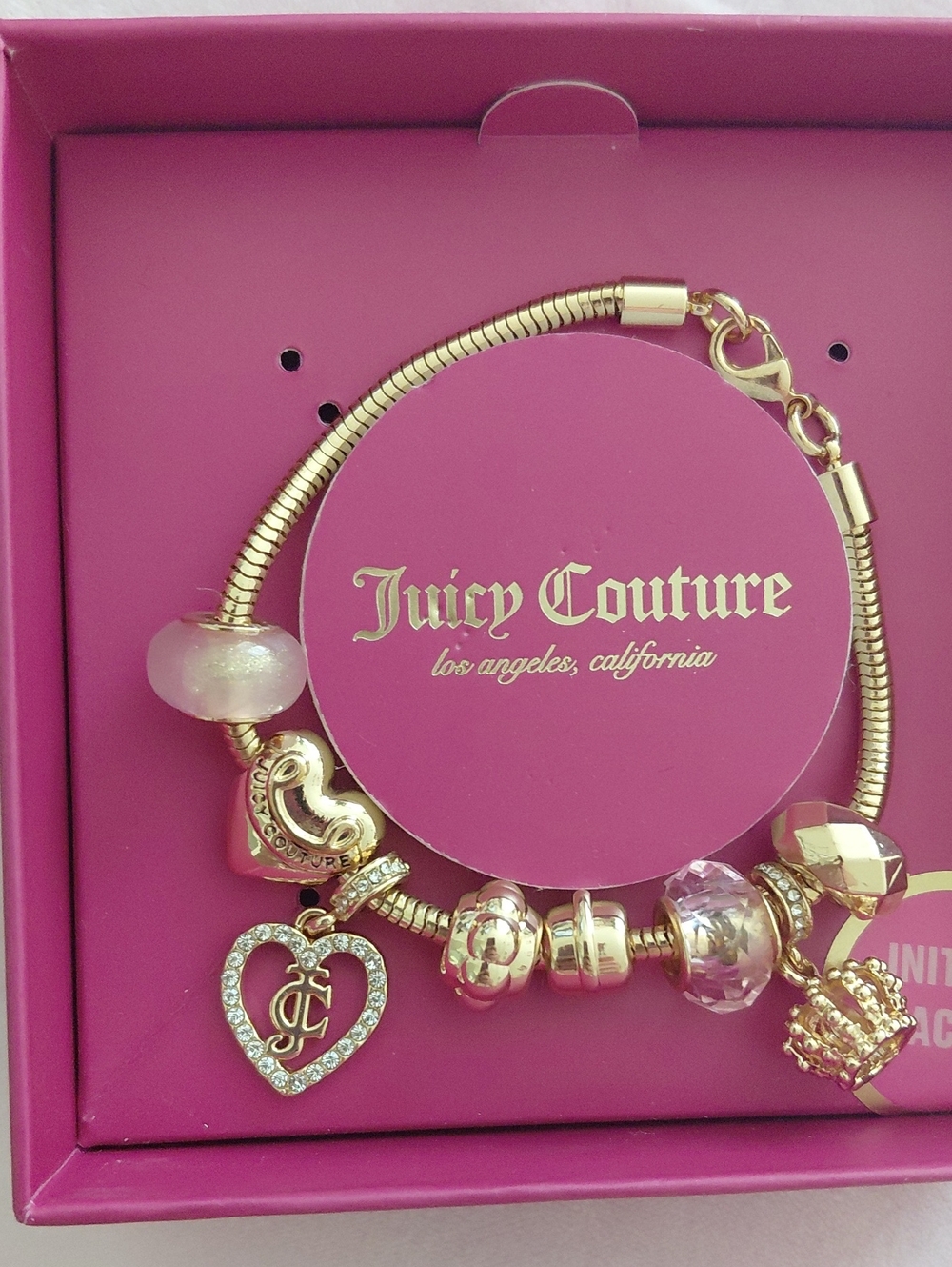 Juicy Couture Heritage Charm Bracelet with Pink Accents